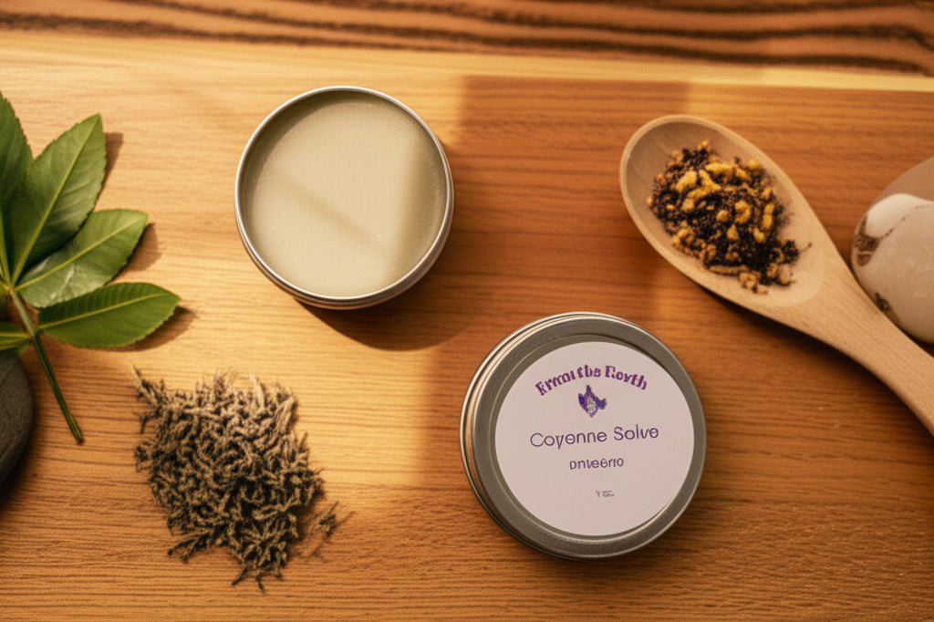 cayenne salve tin on a counter