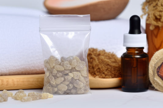 bag of frankincense incense on a table
