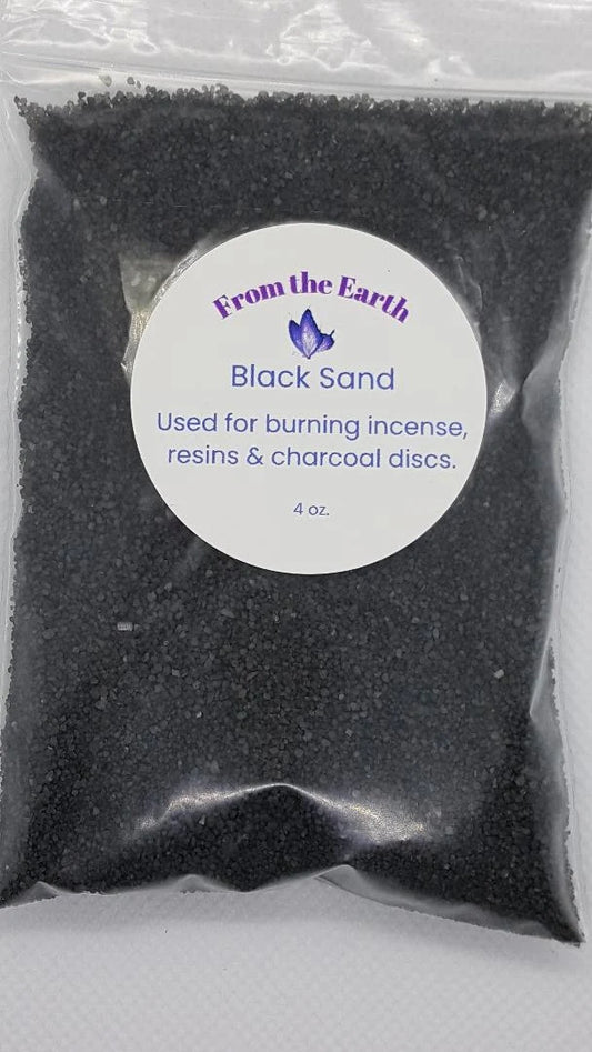 Black Sand- Burning Resins, Incense or Religious purposes, Space Clearing, Protection, Use In Incense Burners,4oz.