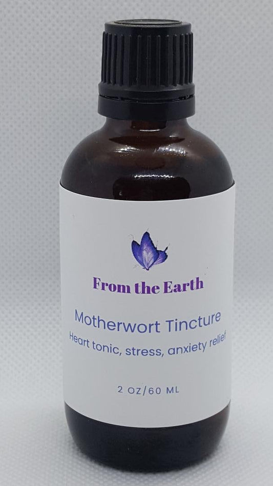 motherwort tincture bottle on white background