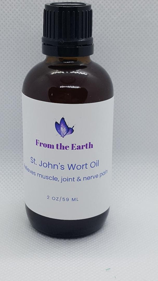 St. John's wort oil bottle on a white background