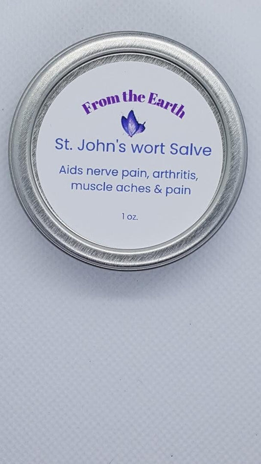 St. John's wort salve tin on white background