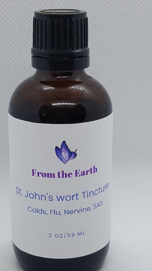St. John's wort tincture bottle on white background