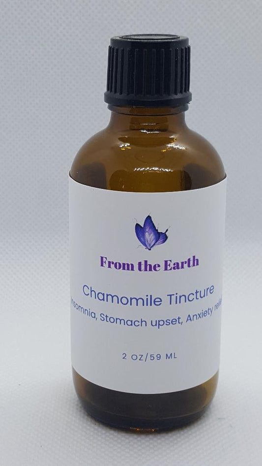 chamomile tincture bottle on white background