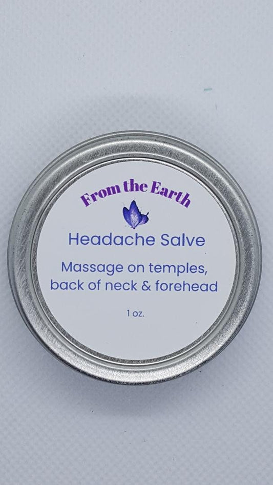 headache salve tin on white background
